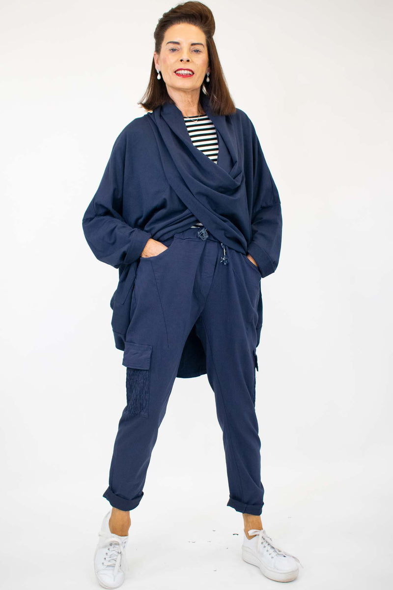 Ruched Pocket Magic Trouser in Navy