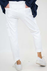 Ruched Pocket Magic Trouser in White