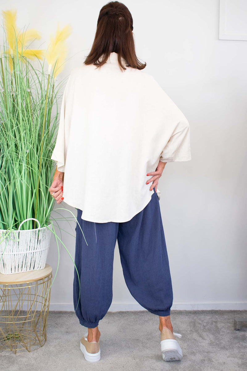 Rayna Ruffle Shirt in Light Beige