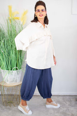 Rayna Ruffle Shirt in Light Beige