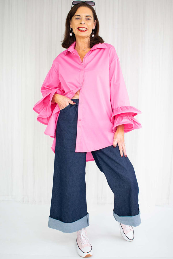 Portofino Ruffle Shirt in LIGHT PINK