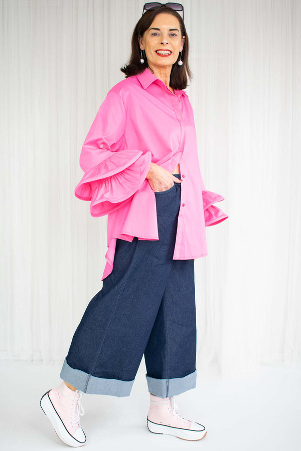 Portofino Ruffle Shirt in LIGHT PINK