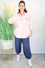 Rayna Ruffle Shirt in Light blush pink