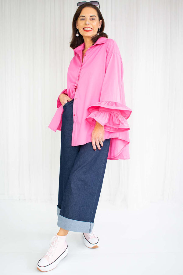 Portofino Ruffle Shirt in LIGHT PINK