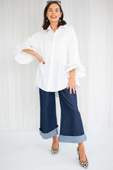 Portofino Ruffle Shirt in White