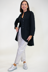 Carmella Button up Scuba Jacket in Black