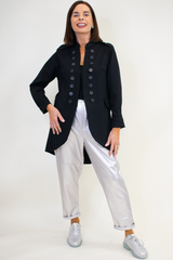 Carmella Button up Scuba Jacket in Black