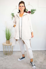 Carmen Zip Waterfall Jacket in warm beige