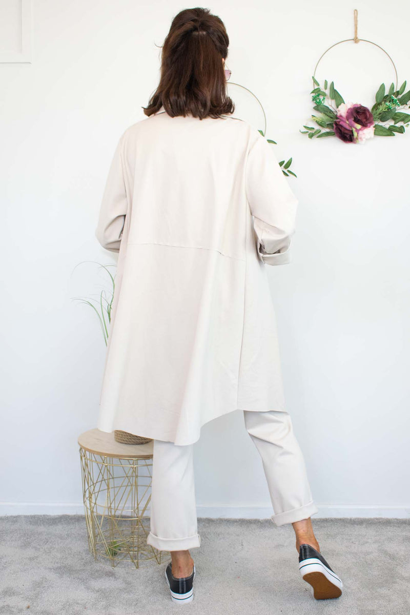 Carmen Zip Waterfall Jacket in warm beige
