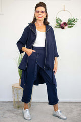 Carmen Zip Waterfall Jacket in Navy
