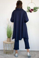 Carmen Zip Waterfall Jacket in Navy