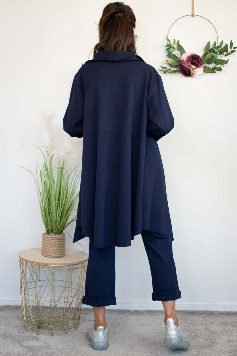 Carmen Zip Waterfall Jacket in Navy
