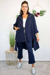 Carmen Zip Waterfall Jacket in Navy