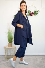 Carmen Zip Waterfall Jacket in Navy