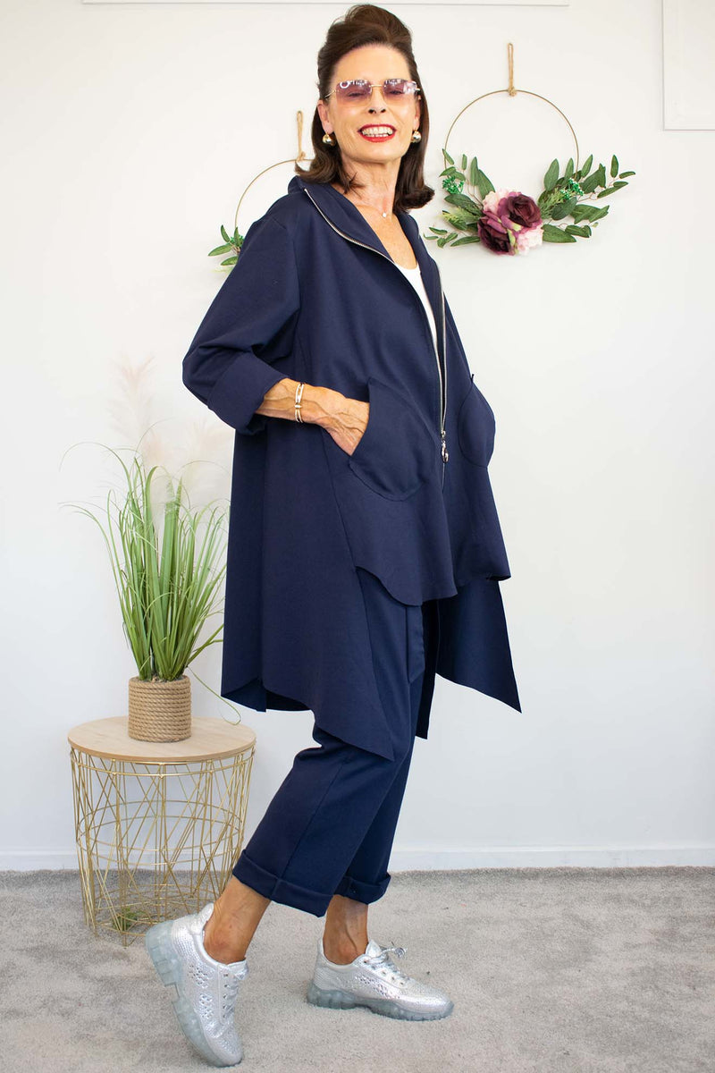 Carmen Zip Waterfall Jacket in Navy