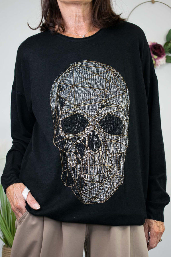Tasha Skeleton Diamante Knit in Black