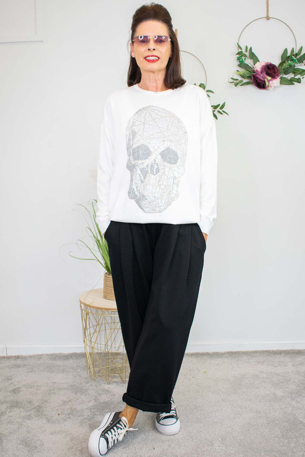 Tasha Skeleton Diamante Knit in Cream