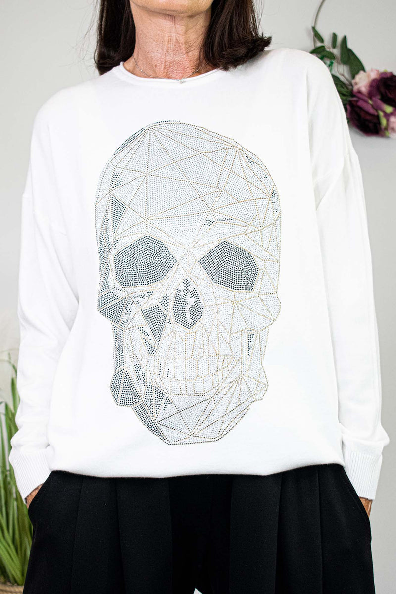 Tasha Skeleton Diamante Knit in Cream