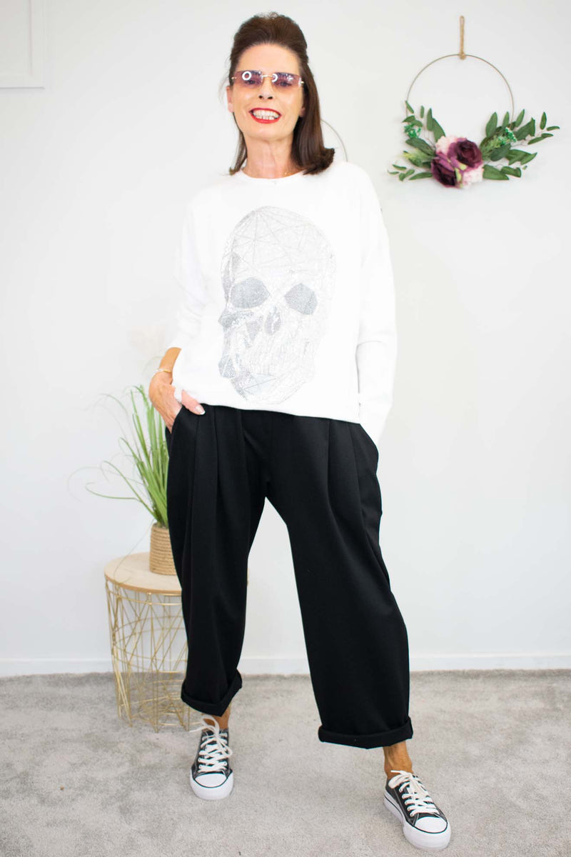 Tasha Skeleton Diamante Knit in Cream