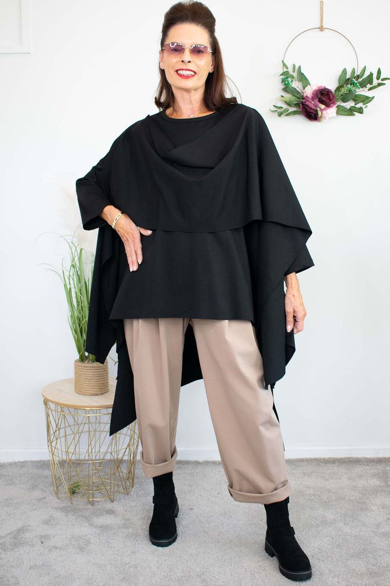 Luxury Sorrento Layered Top in Black