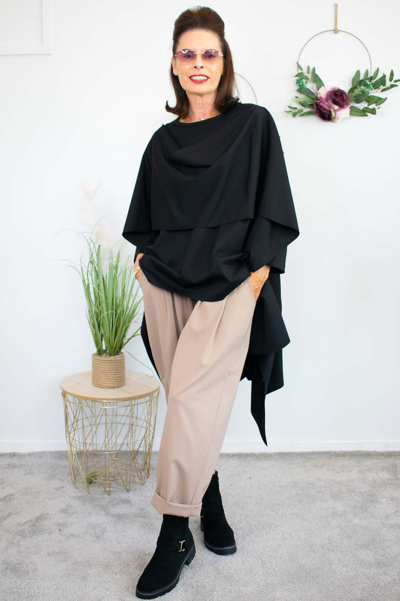 Luxury Sorrento Layered Top in Black