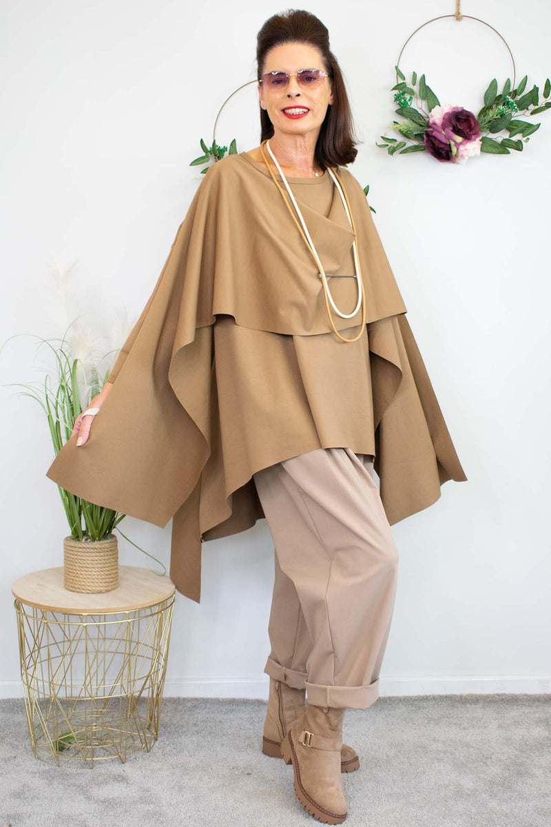 Luxury Sorrento Layered Top in Camel