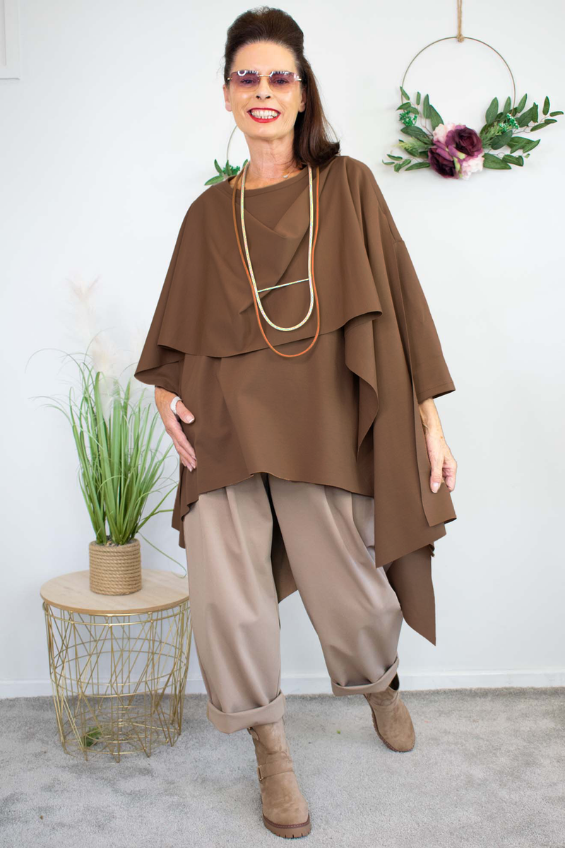 Luxury Sorrento Layered Top in Chocolate