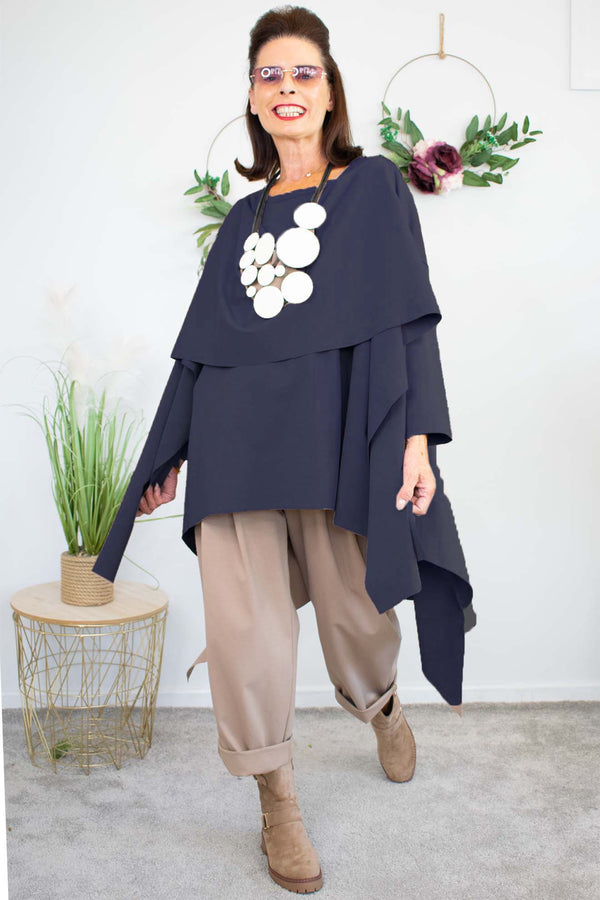 Luxury Sorrento Layered Top in Navy