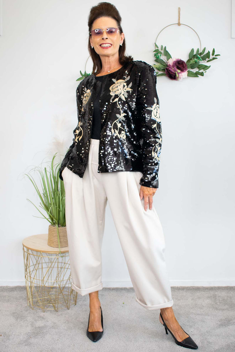 Stella Sequin Jacket in Black