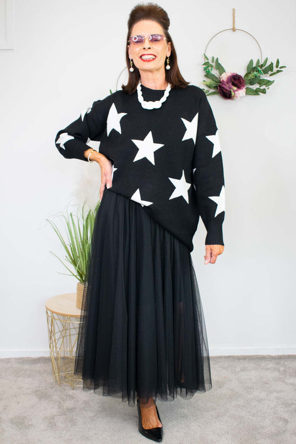 Simple Star Jumper in Black