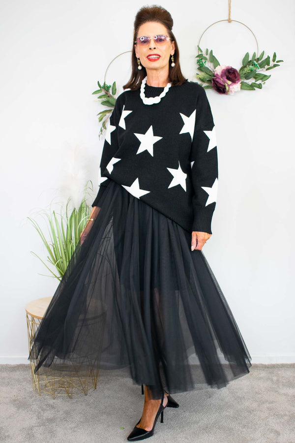 Simple Star Jumper in Black