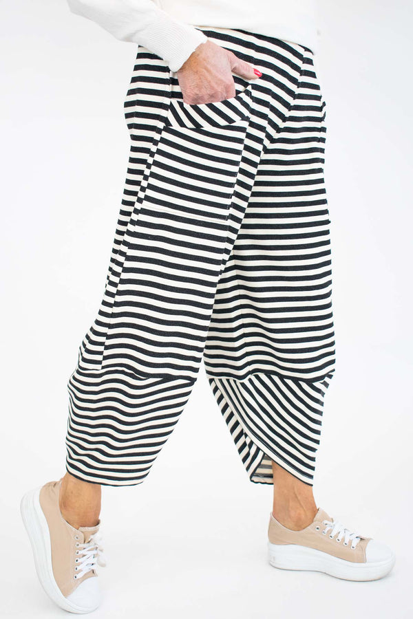 Luxury Versailles Stripe Cocoon Trouser in Black and Beige pre order delevery 10th february
