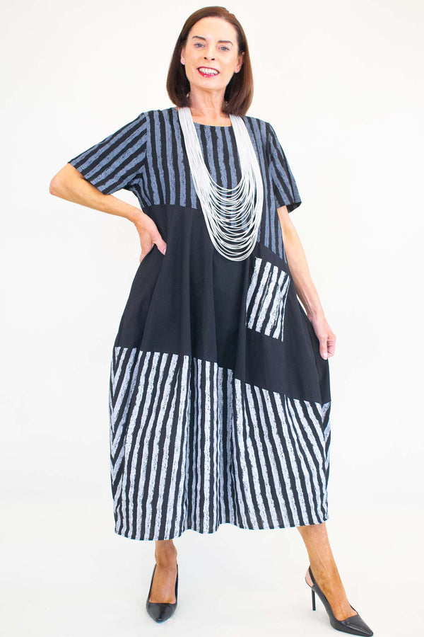 Ava Cocoon Dress in Monochrome