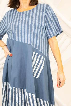 Ava Cocoon Dress In Denim Blue