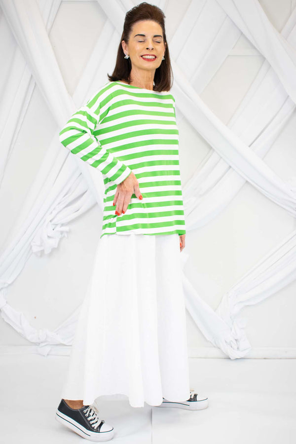 Luxury Seamless Long Sleeved Striped Top in Green