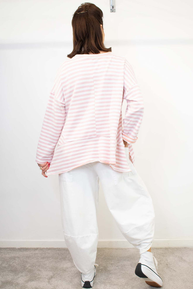 Shelby Stripe Waterfall Top in Blush Pink