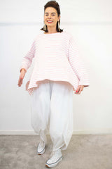 Shelby Stripe Waterfall Top in Blush Pink