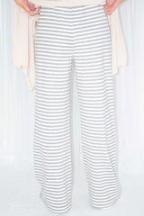 Sadie Striped Trouser in Beige with Soft Grey
