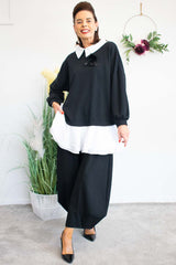 Aria Broach Shirt/Sweatshirt in Classic Black