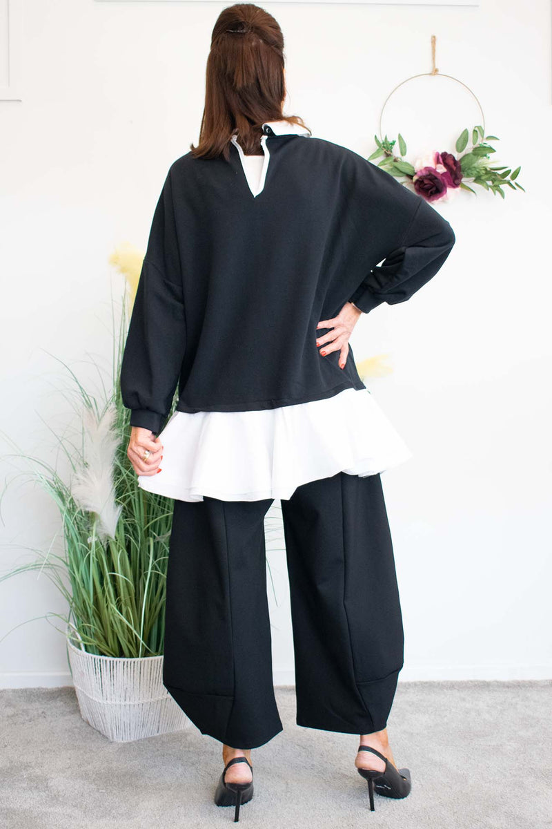 Aria Broach Shirt/Sweatshirt in Classic Black