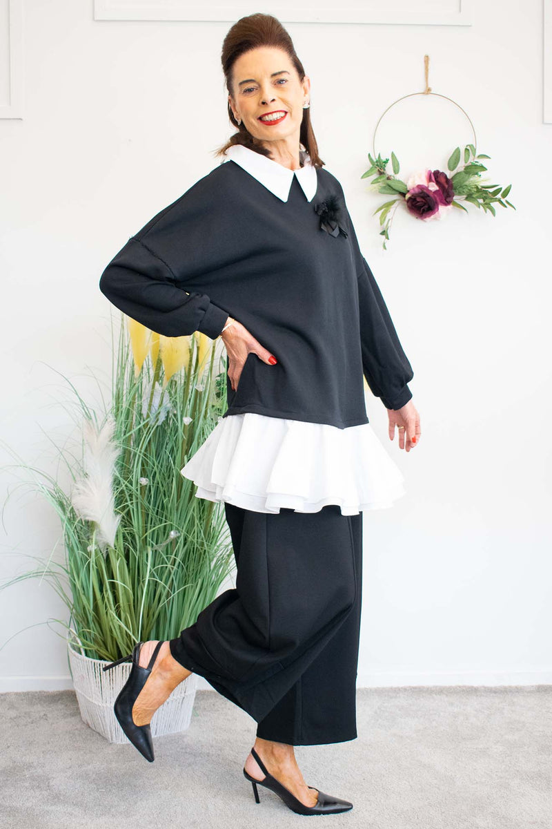 Aria Broach Shirt/Sweatshirt in Classic Black