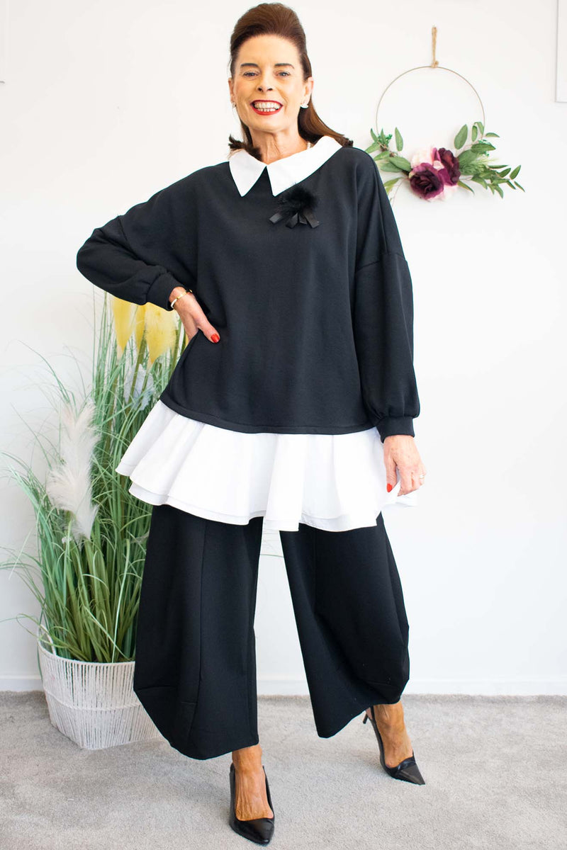 Aria Broach Shirt/Sweatshirt in Classic Black