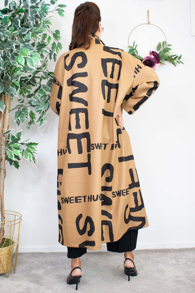 Sweet Letter Duster Coat in Camel