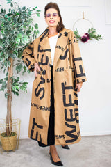 Sweet Letter Duster Coat in Camel