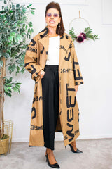 Sweet Letter Duster Coat in Camel