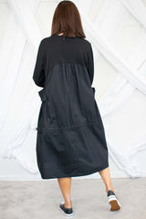 Taylor Toggle Ruched Dress in Black