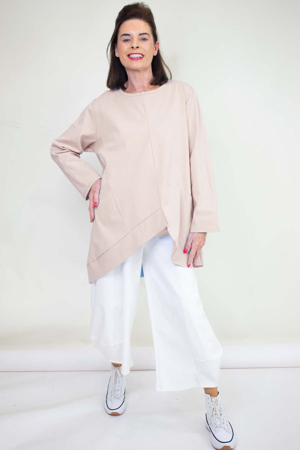 The Carousel Collection - Coleen Asymmetric Top in Warm Beige