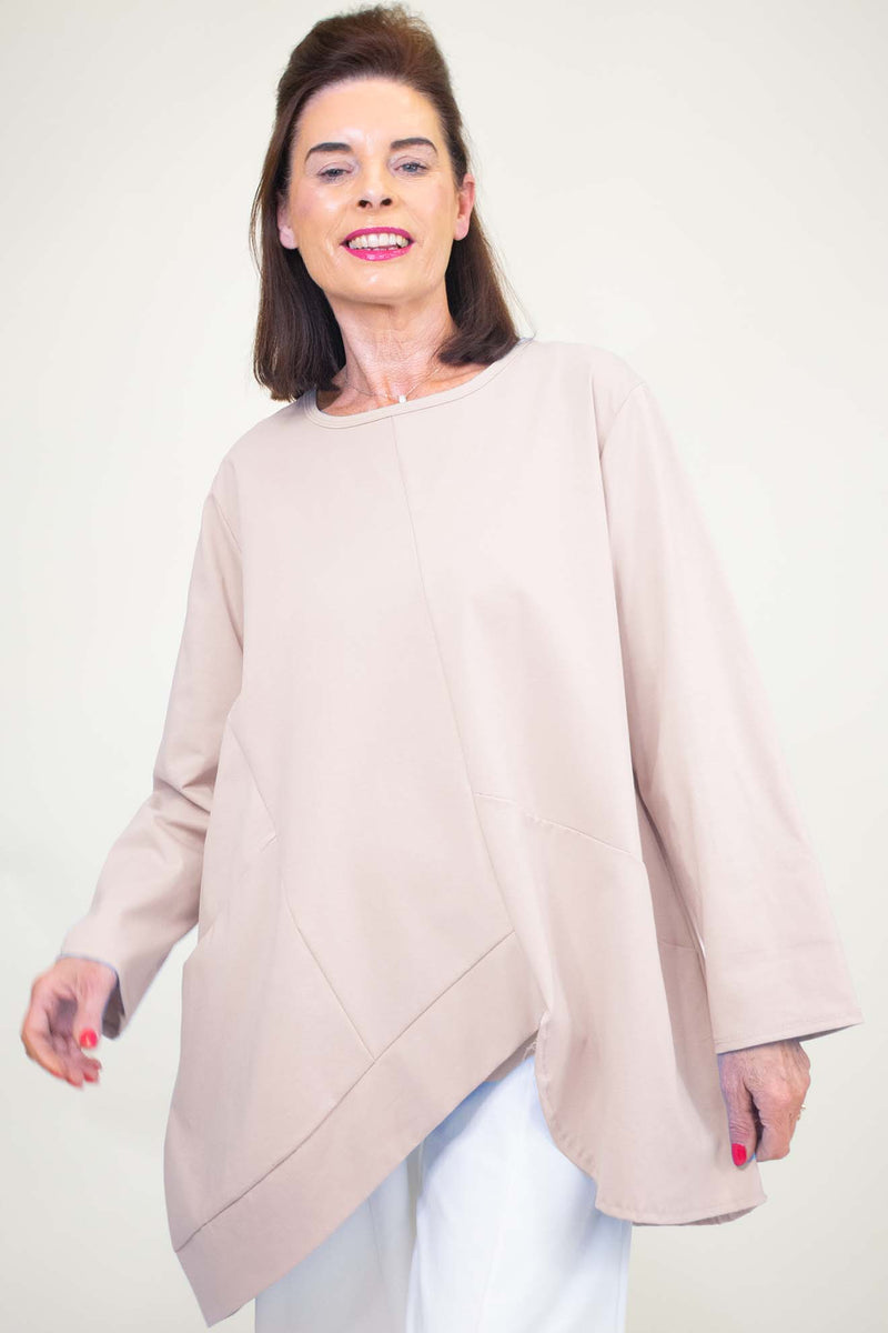 The Carousel Collection - Coleen Asymmetric Top in Warm Beige