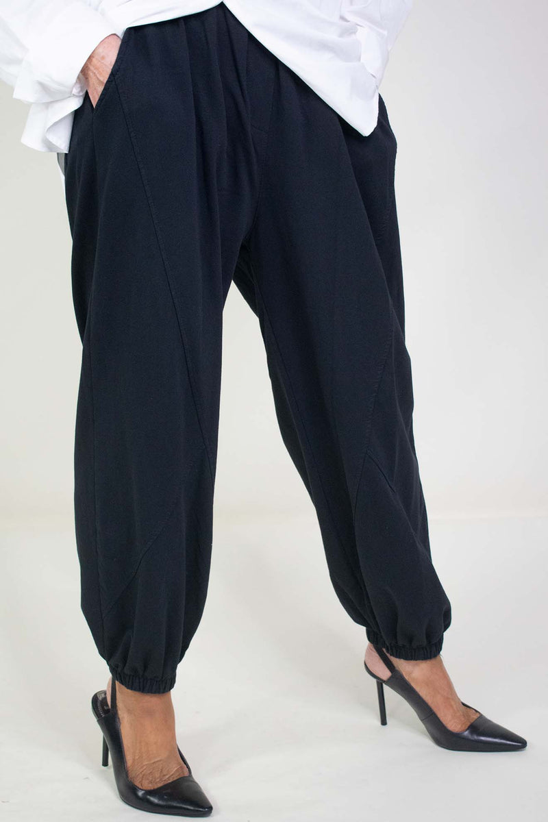 Colette Cuffed Cocoon Trouser in Black