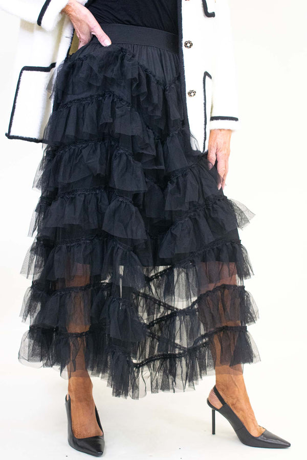 Trinity Layered Tulle Skirt in Classic Black